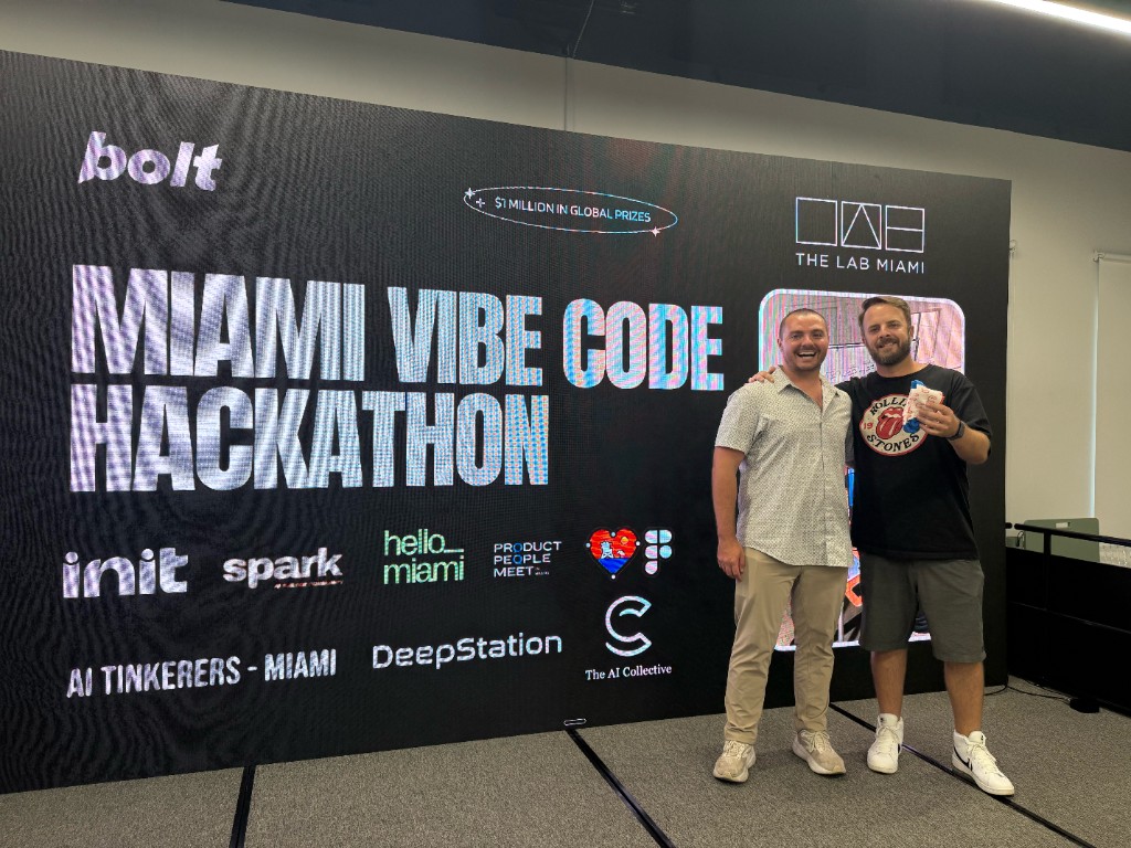 Chris Johnston winning the Bolt hackathon at The LAB Miami