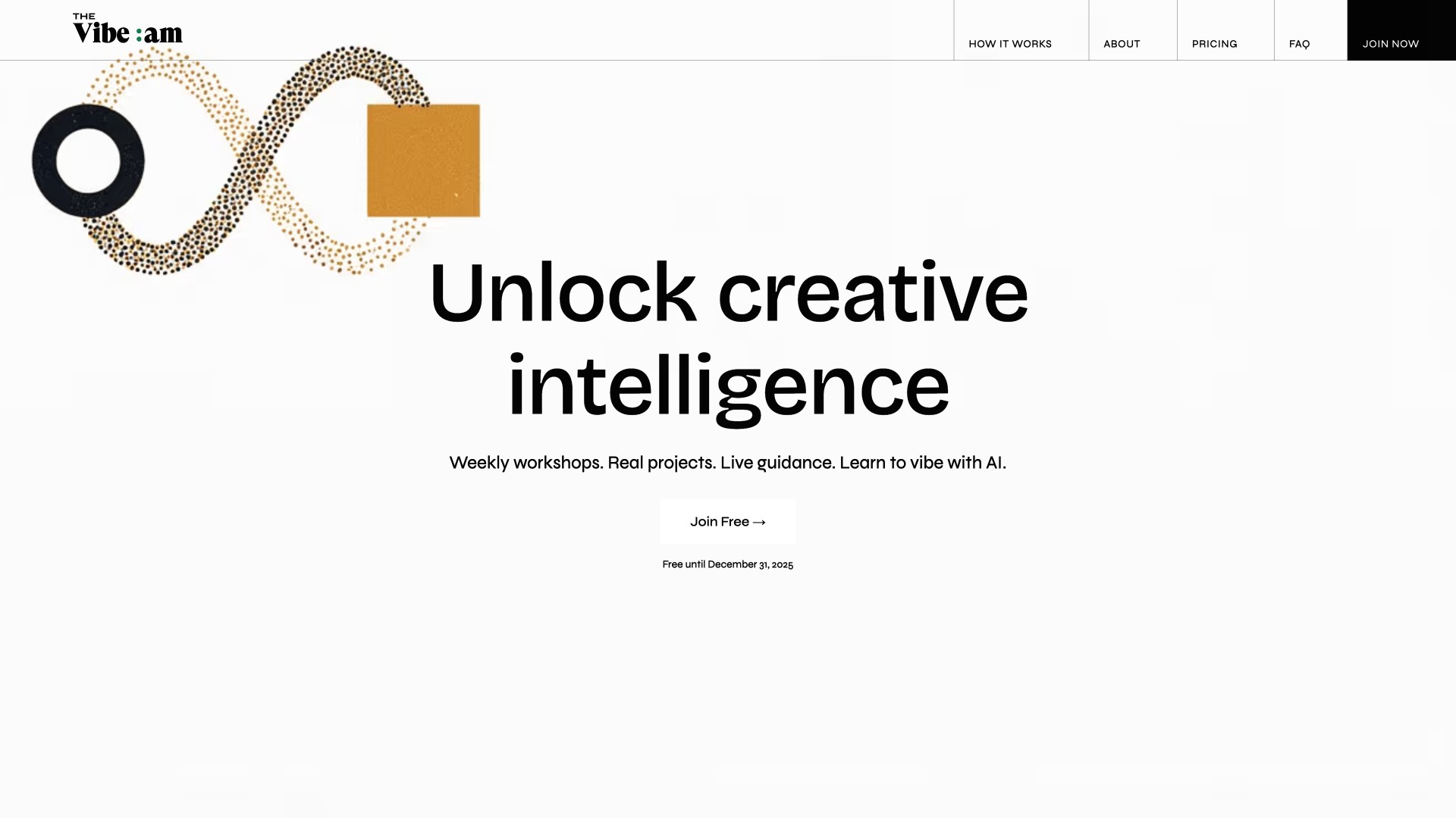 The Vibe Jam platform hero section showcasing the minimalist design and abstract graphic system